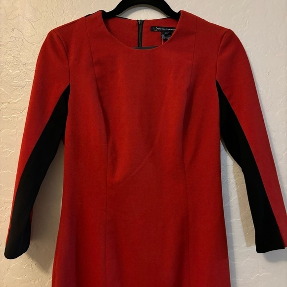 French Connection Formula Red Fast Arte Wool Block Panel Dress 4 Business Office - Picture 4 of 8